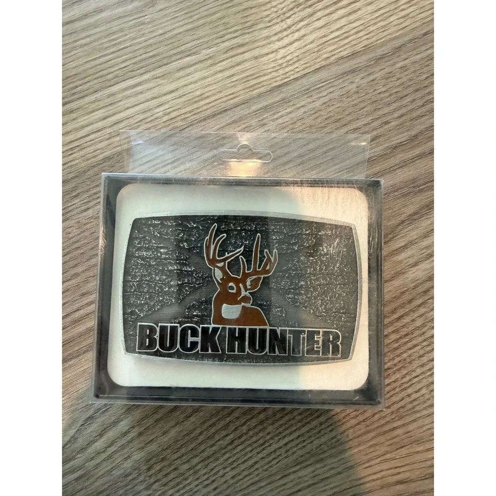 SpecCast Buck Hunter Western Belt Buckle Deer Antlers Made in USA  Silver